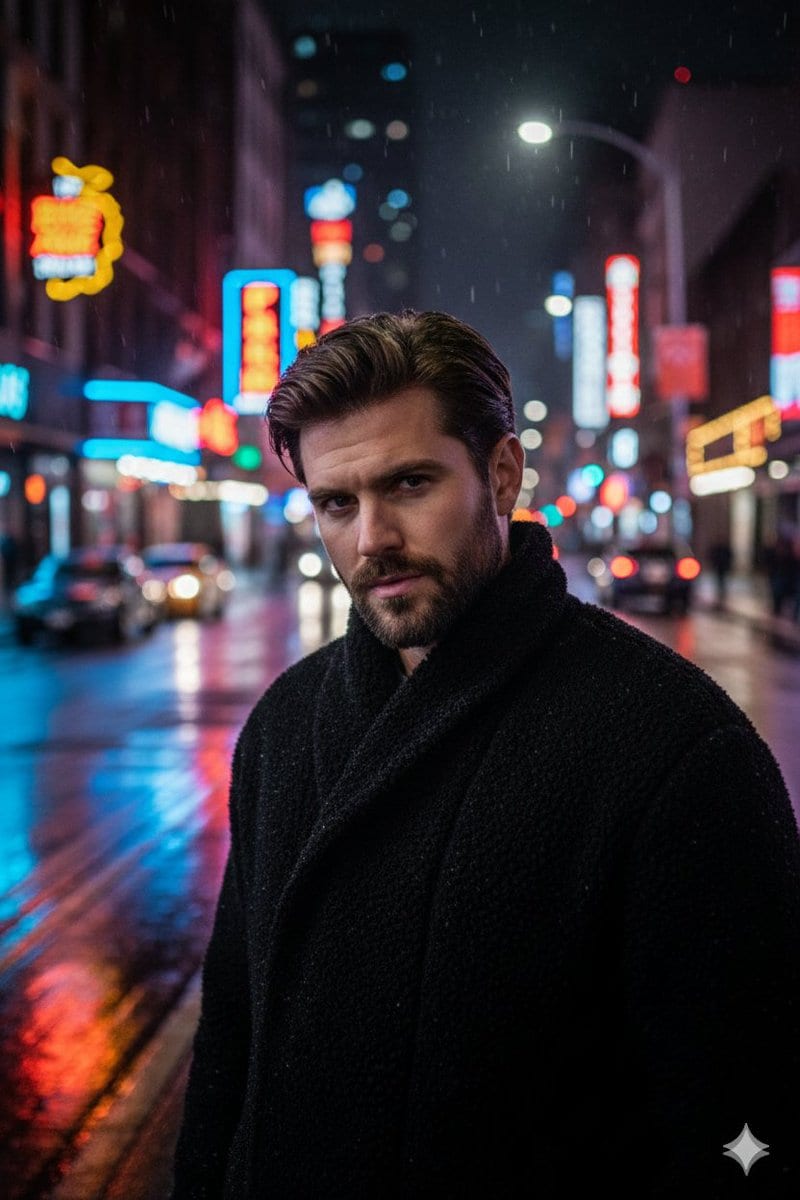 Cinematic Neon Night Street Portrait