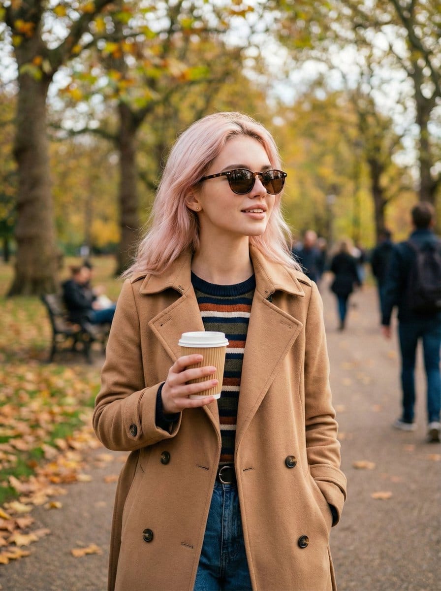 Cinematic Portrait on a Bustling City Street at Twilight