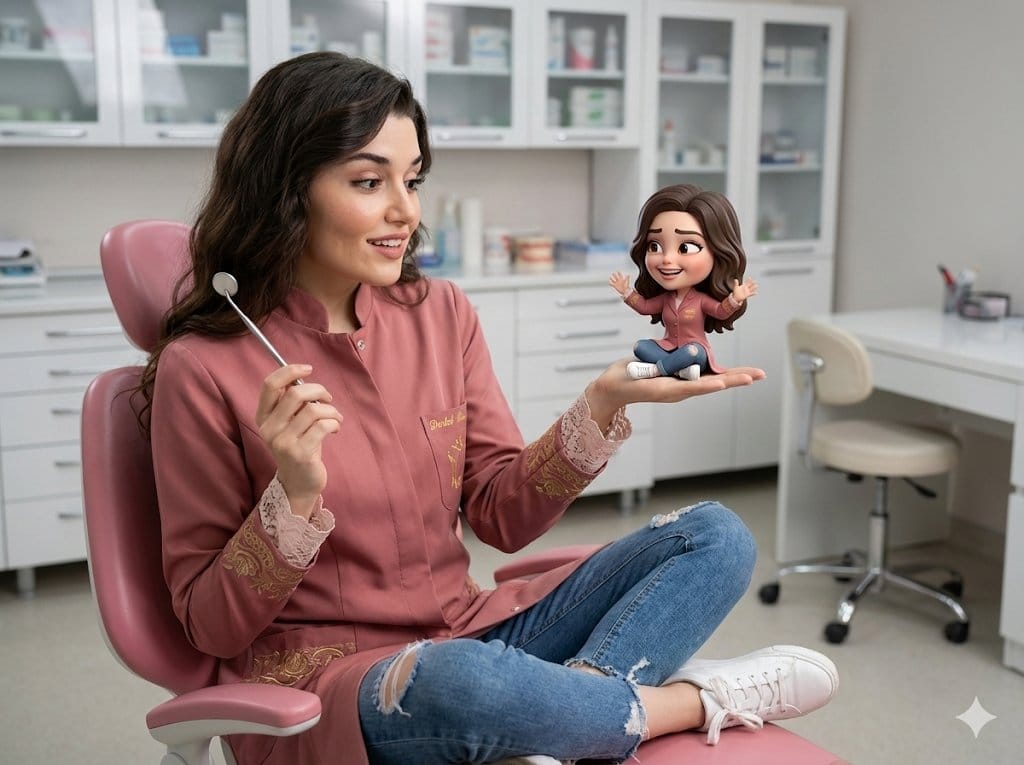 Cinematic Portrait with 3D Chibi Miniature Prompt