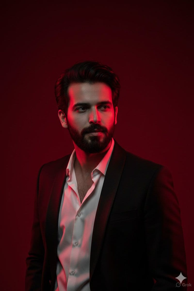 Cinematic Portrait with Dramatic Red Lighting