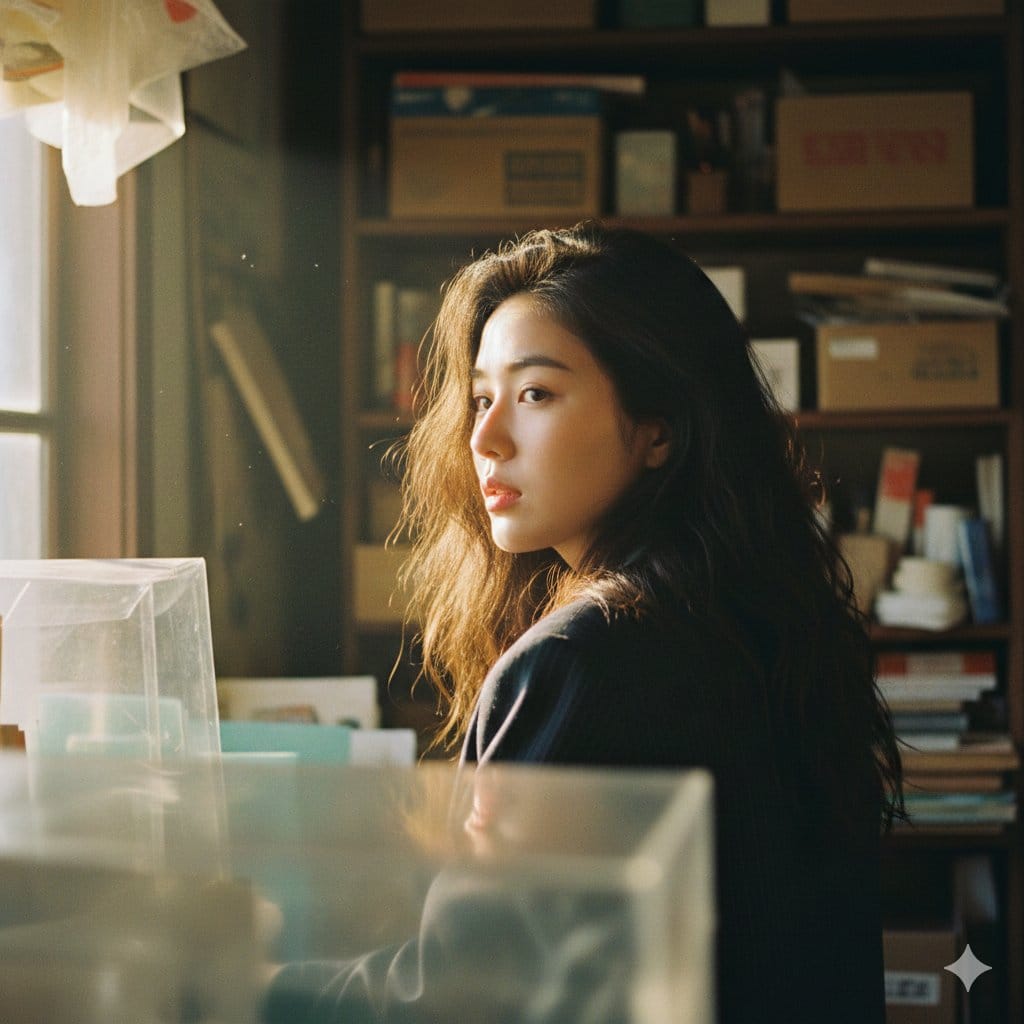 Cinematic Portrait with Strong Backlighting and Foreground Clutter