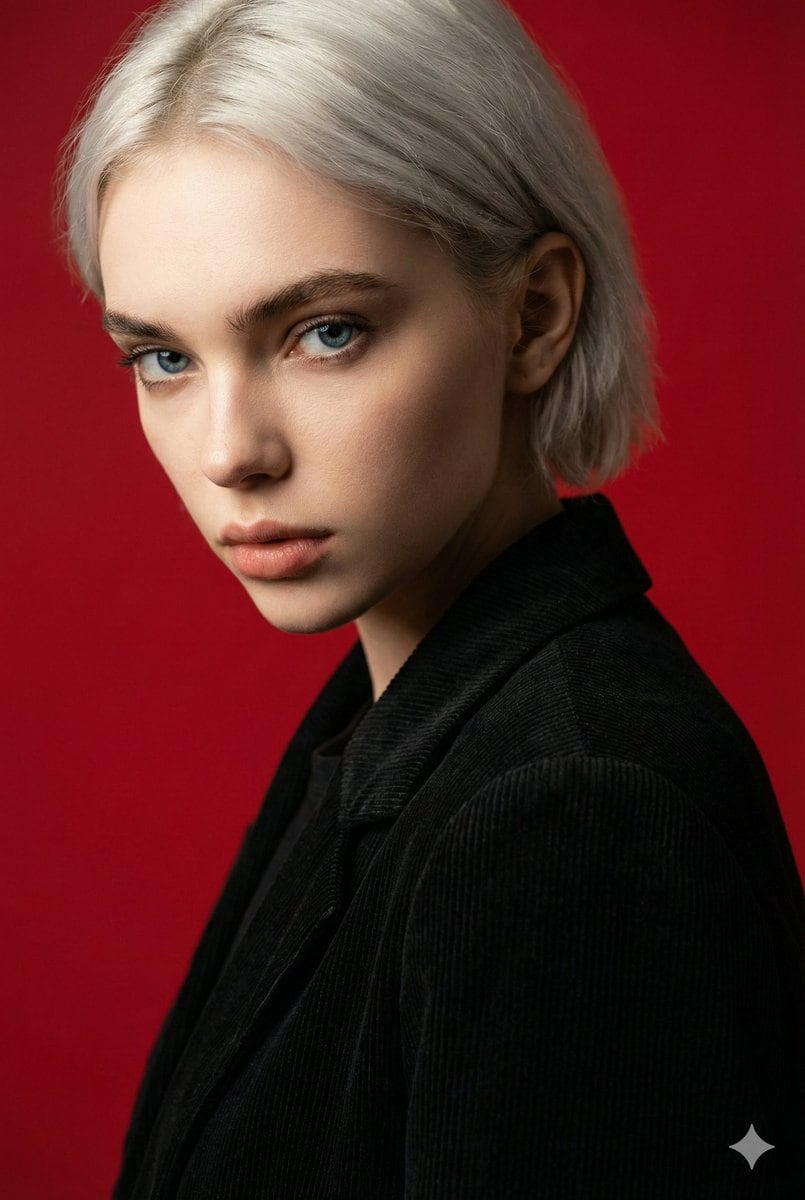 Cinematic Red Backdrop Portrait Prompt