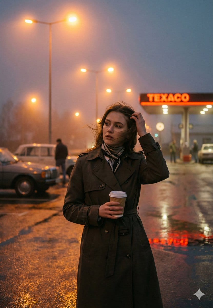 Cinematic Roadside Realism at a Gas Station