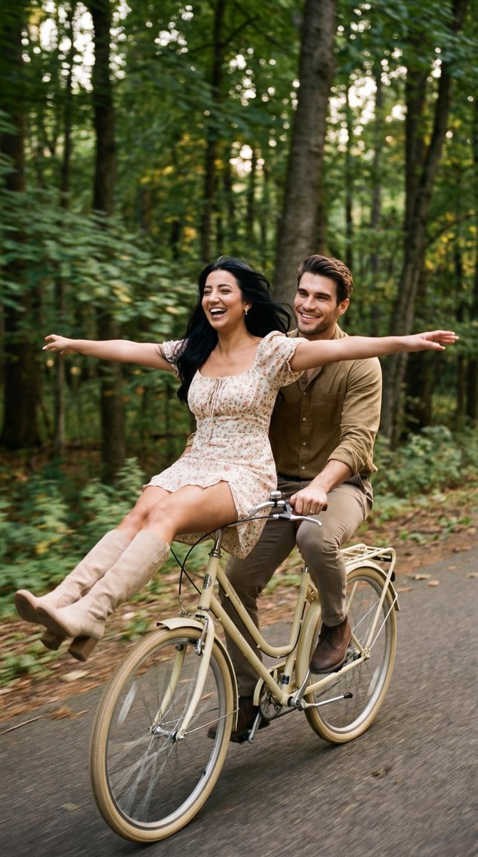 Cinematic Vintage Bicycle Romance Film Still