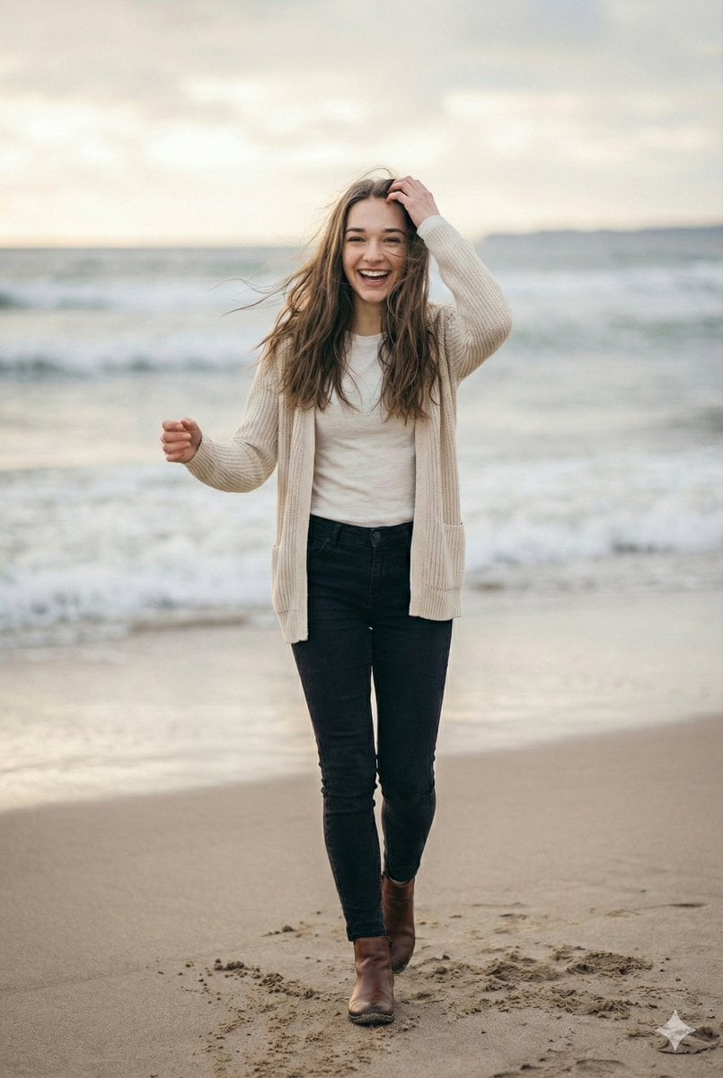 Cinematic Winter Beach Photoshoot