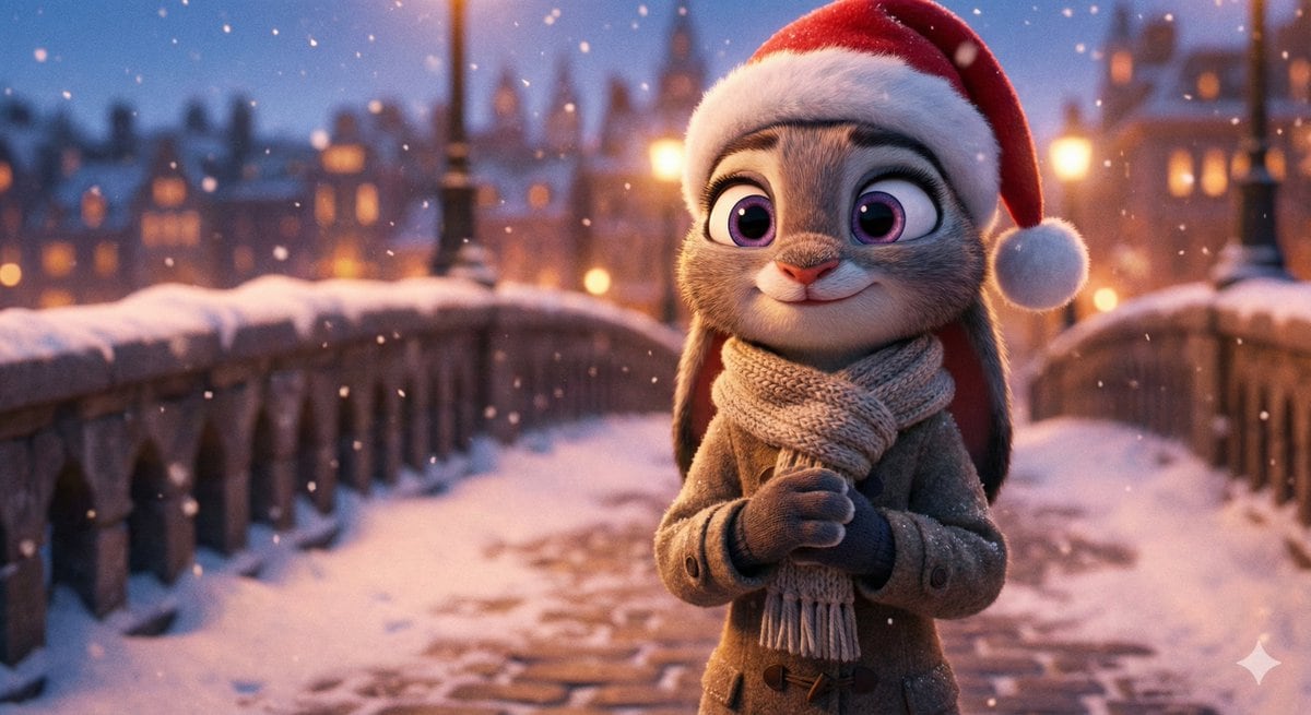 Cinematic Winter Scene of Judy Hopps Prompt