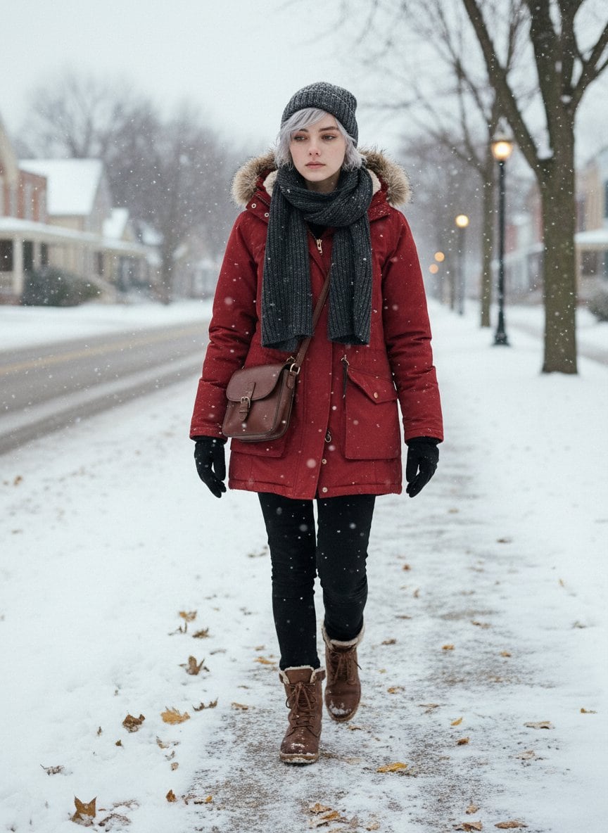 Cinematic Winter Snowfall Portrait