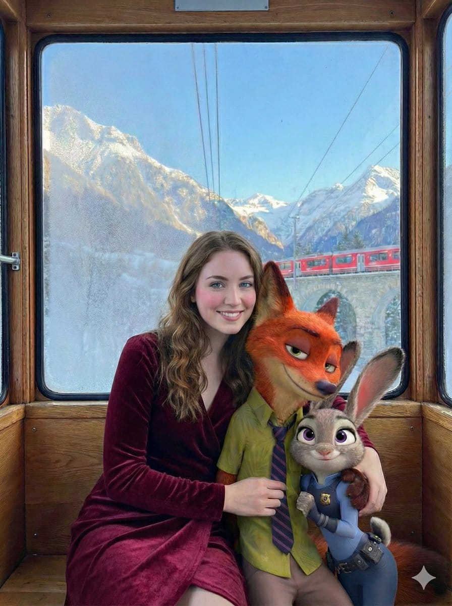 Cinematic Winter Train Scene with Animated Characters