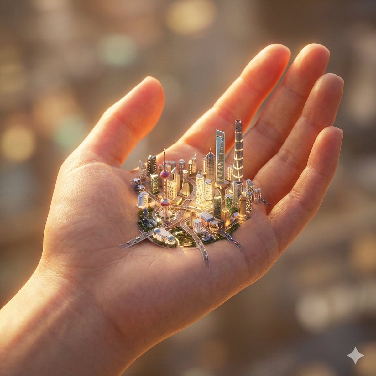 City in Hand Micro-World Prompt