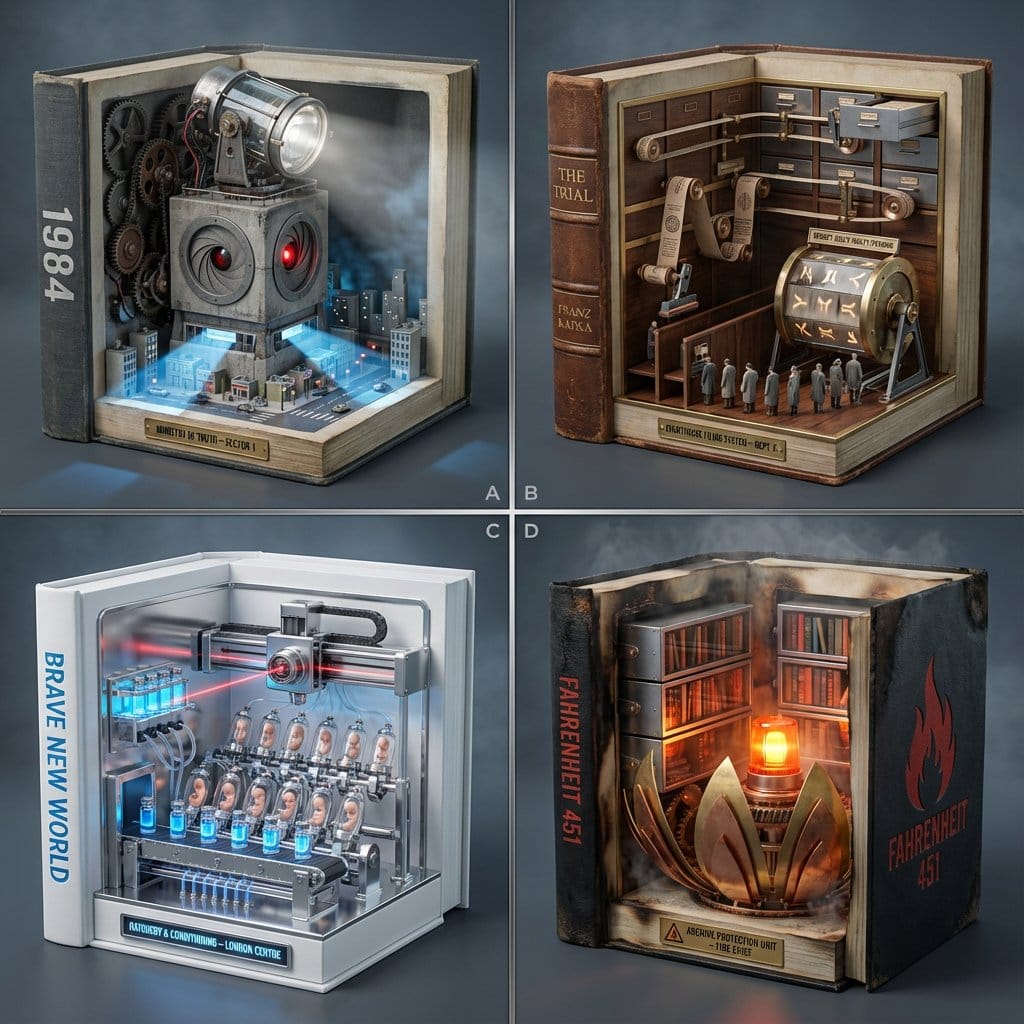 Classic Literature Surveillance Machine Dioramas