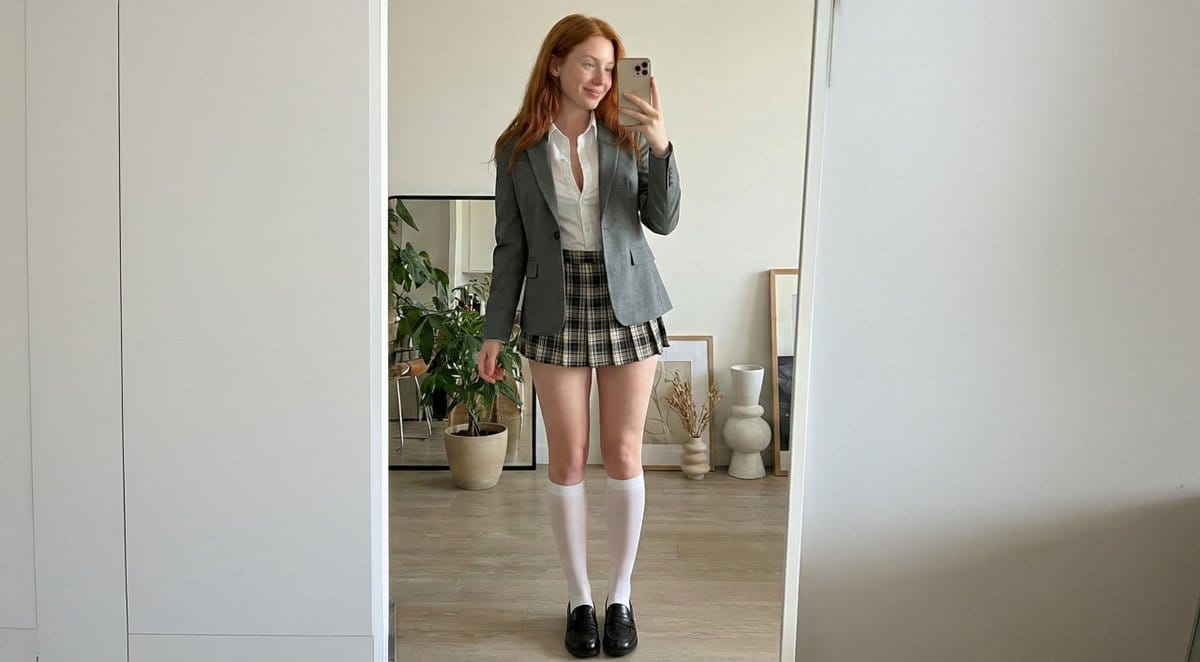 College Girl Mirror Selfie with Identity Lock