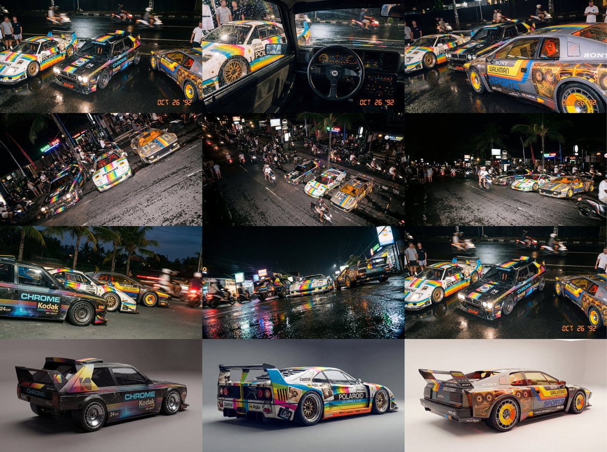 Composite Racing Car Shot with Vintage Film Branding