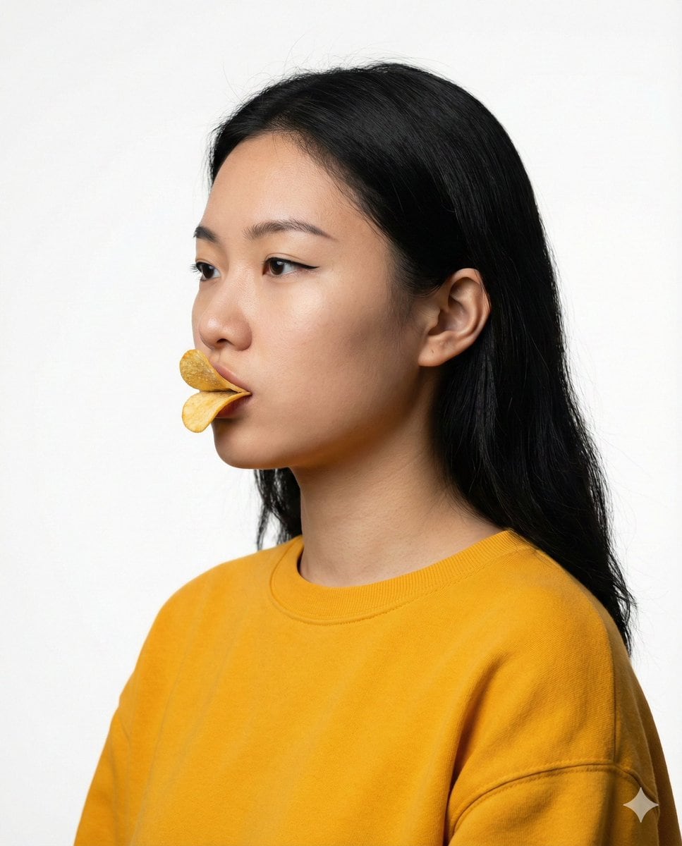 Conceptual Beauty Portrait: Pringles Duck Lips