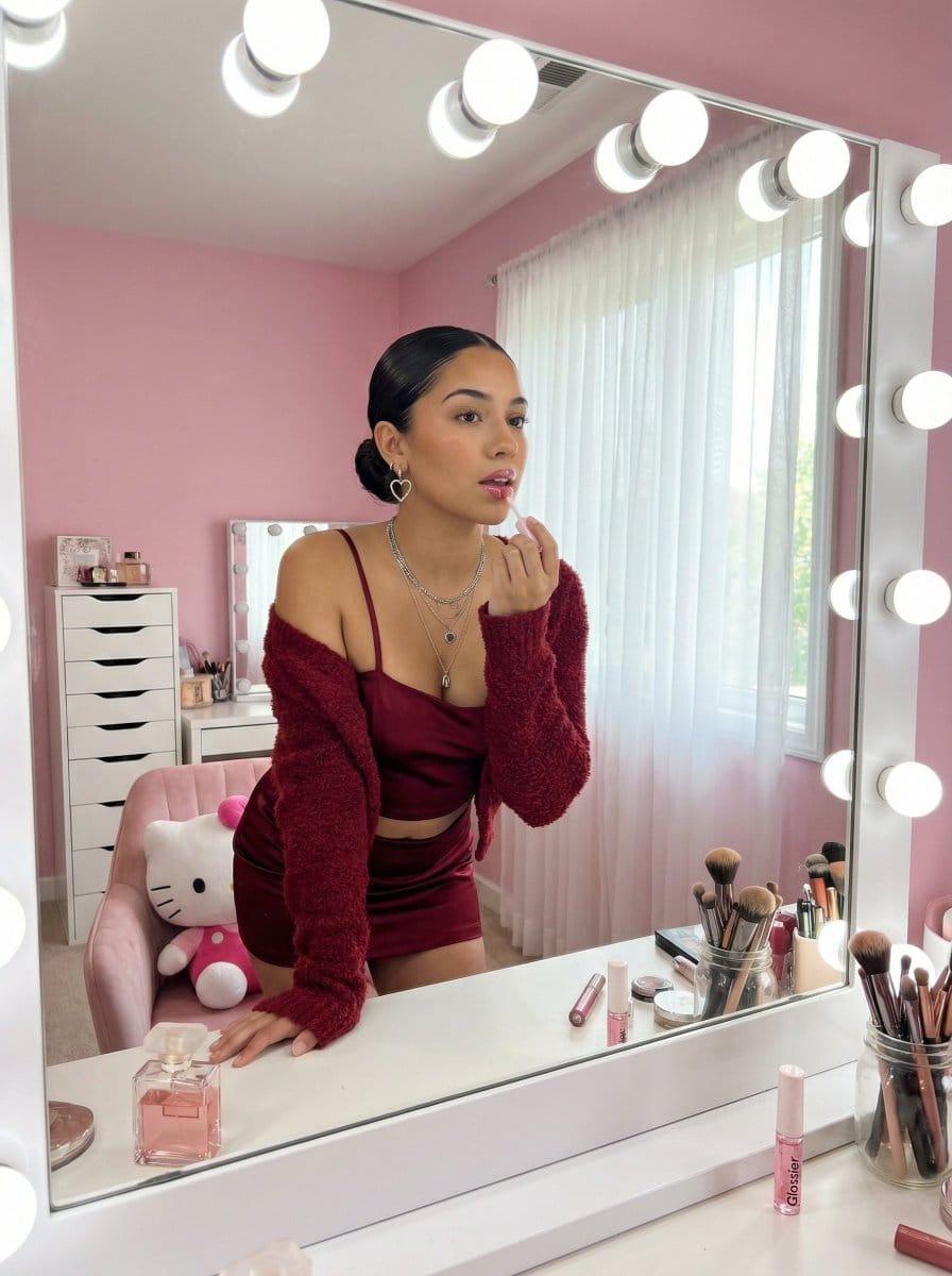 Coquette Aesthetic Vanity Selfie Prompt