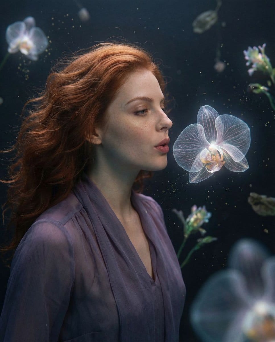 Cosmic Botanical Dream Editorial Fashion Prompt