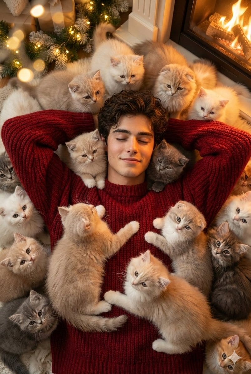 Cozy, Surreal Kitten Overload Portrait