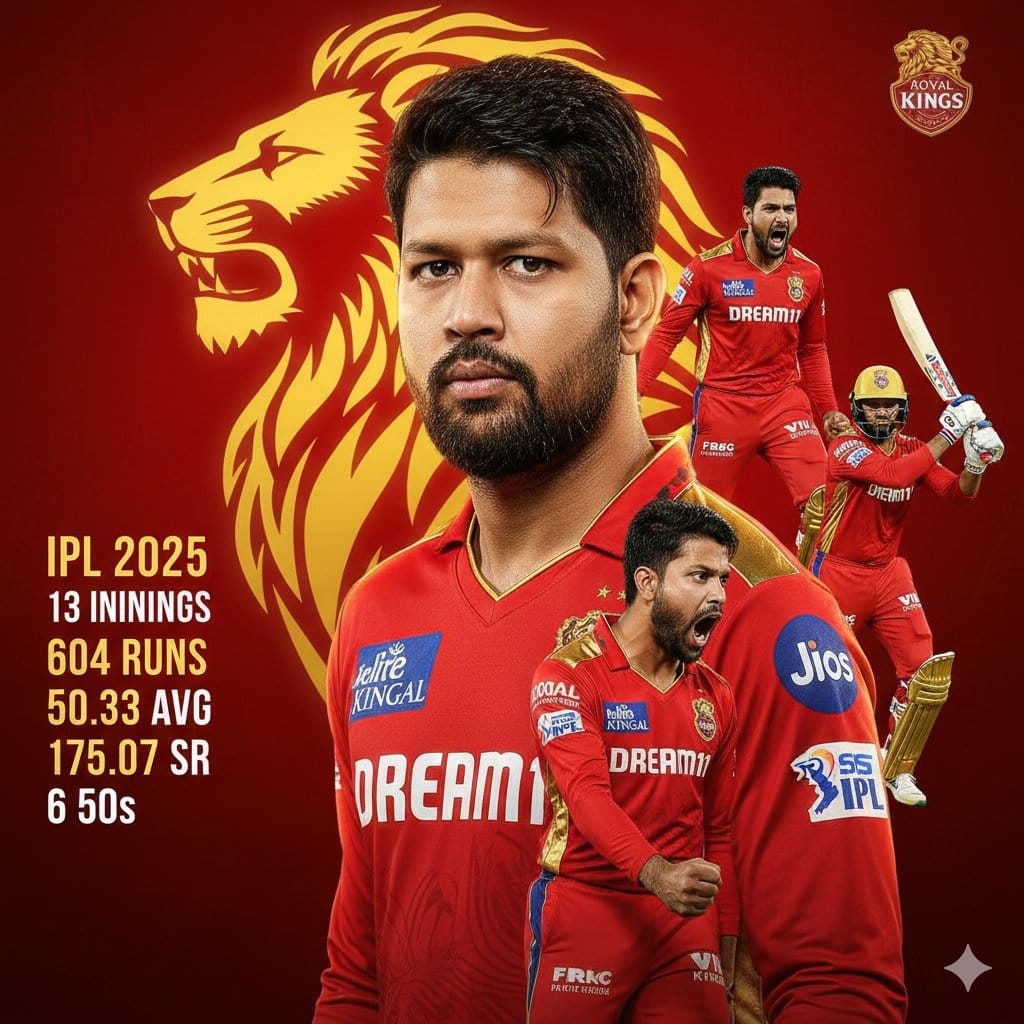 Cricketer Composite Portrait and Stats Graphic