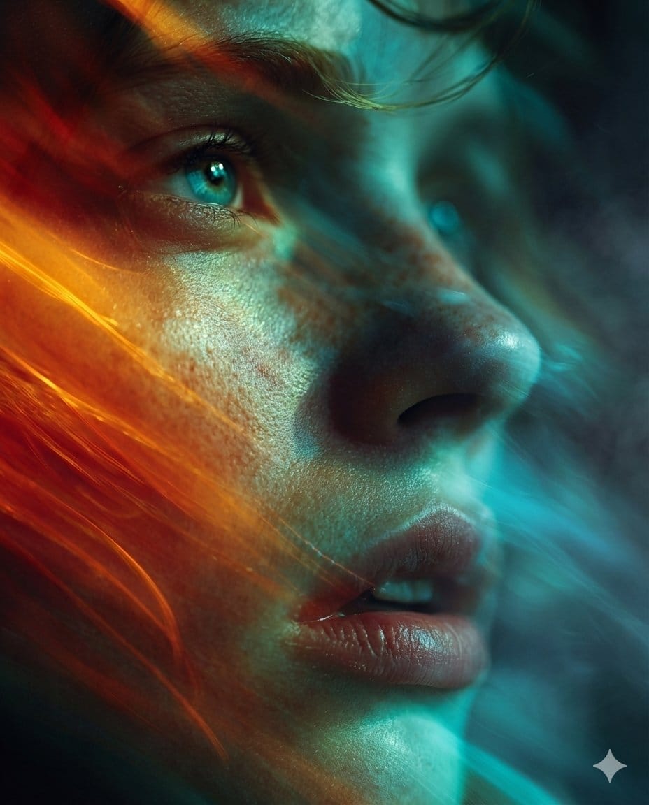 Cyber-Cinematic Split Lighting Portrait Prompt