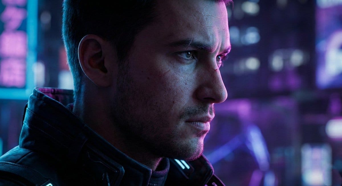Cyberpunk Cinematic Close-up Portrait