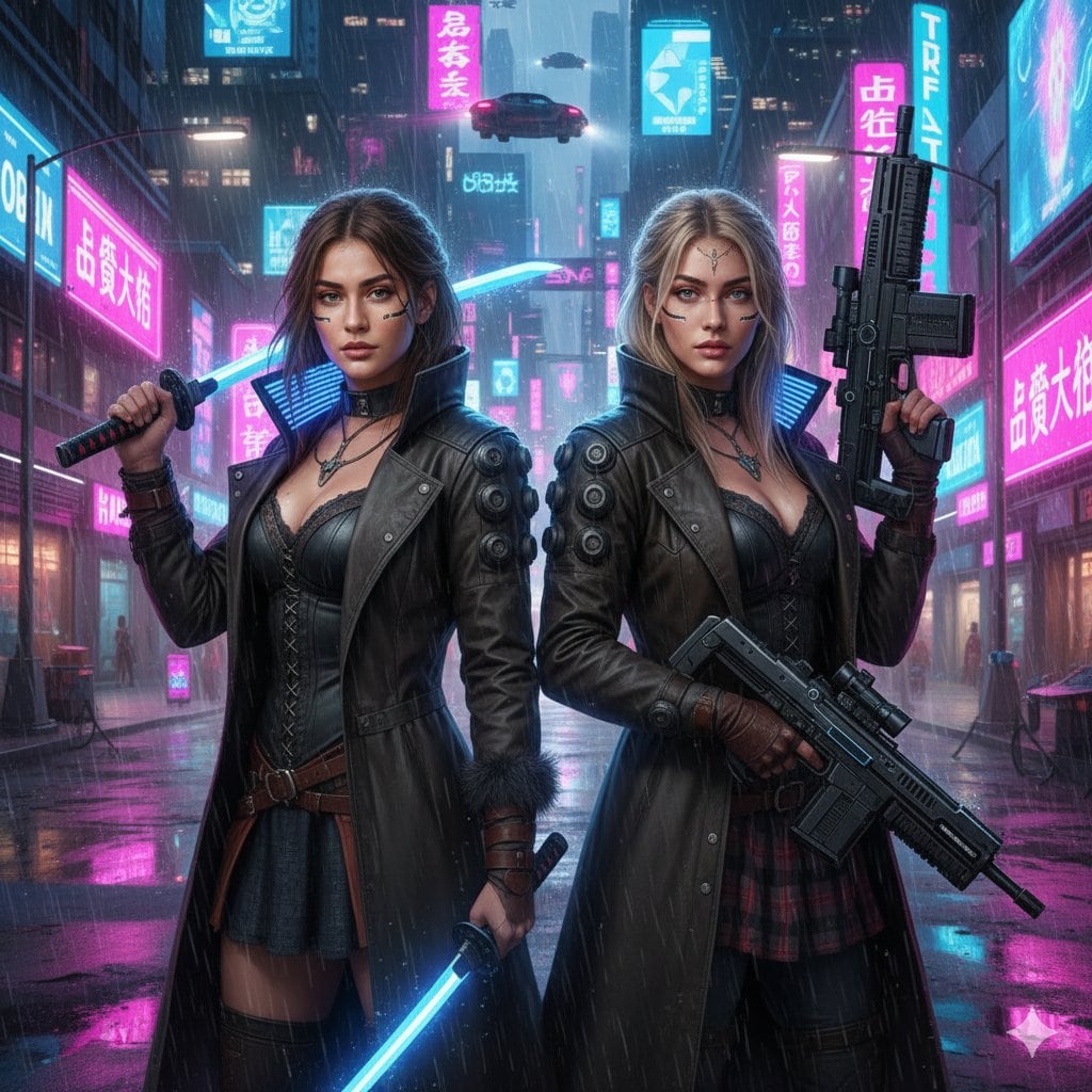 Cyberpunk Motorcycle Chase in Neon Megacity