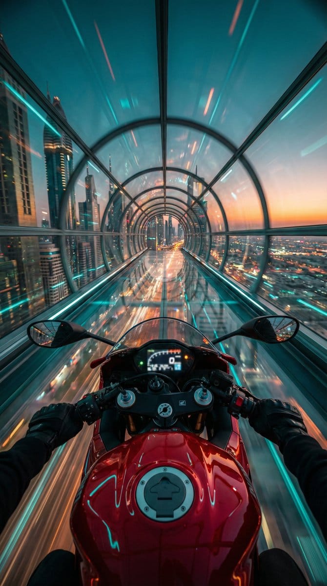 Cyberpunk POV Motorcycle Ride at Hyper-Velocity