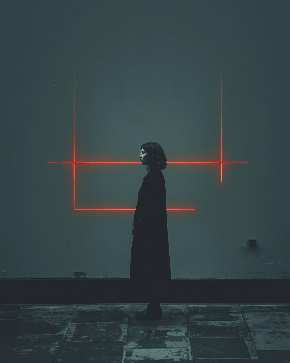 Cyberpunk woman in neon frame