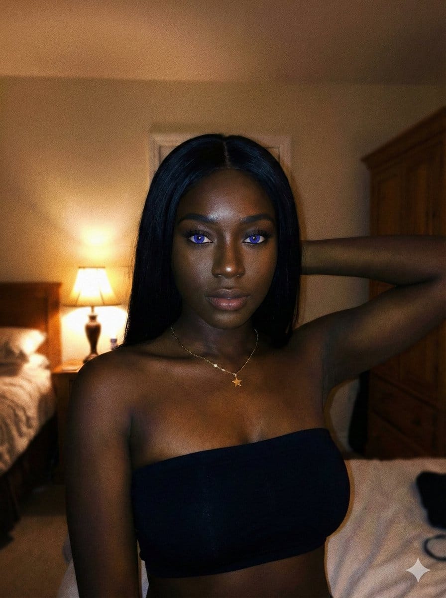 Deep Black Skin Selfie Portrait Prompt