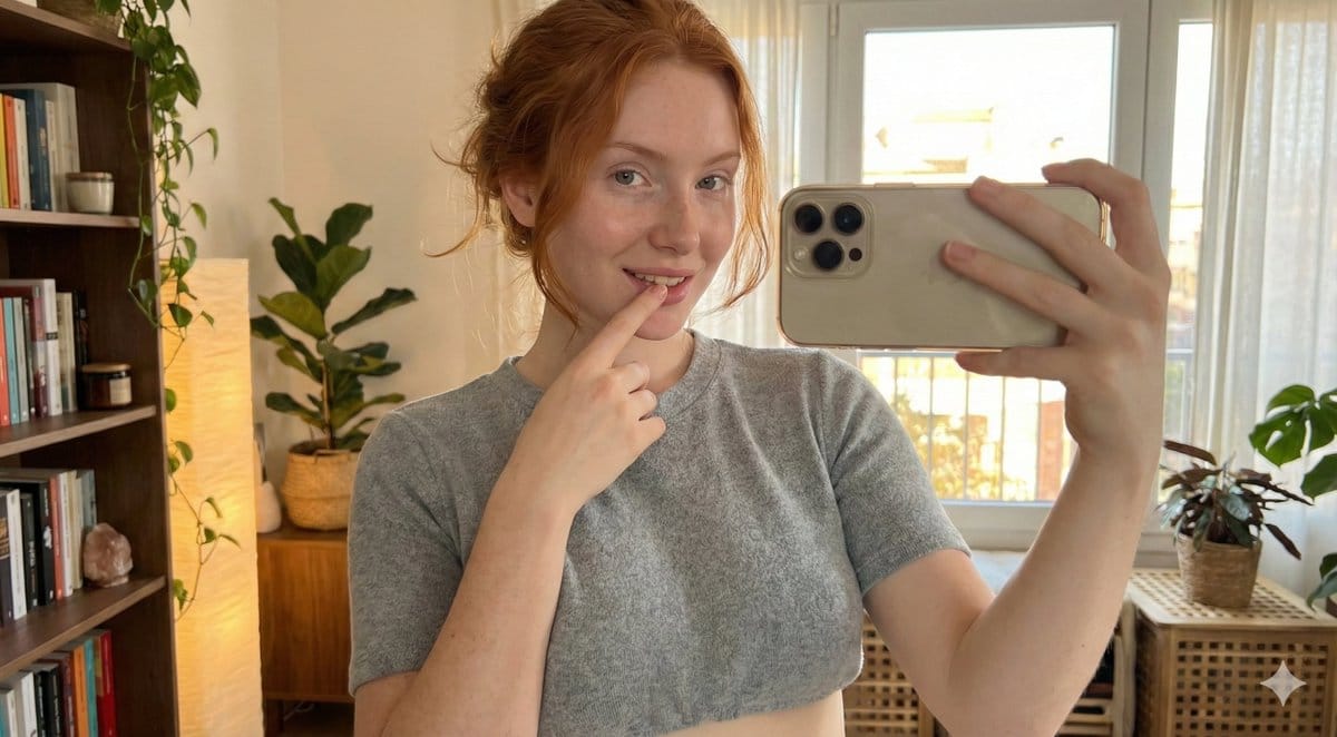 Deep Focus Selfie: Natural Copper Redhead