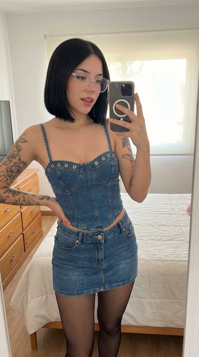Denim Mirror Selfie Portrait