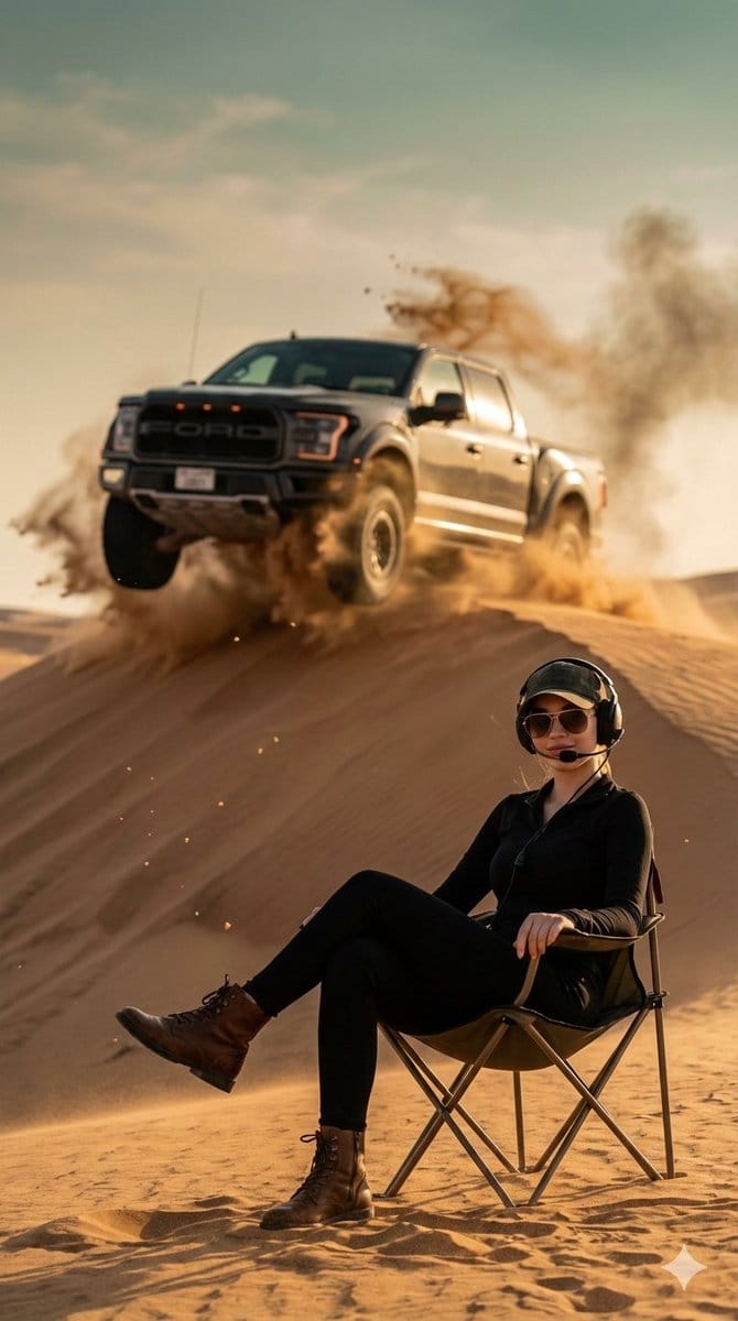 Desert Action Photography Prompt with Identity Lock