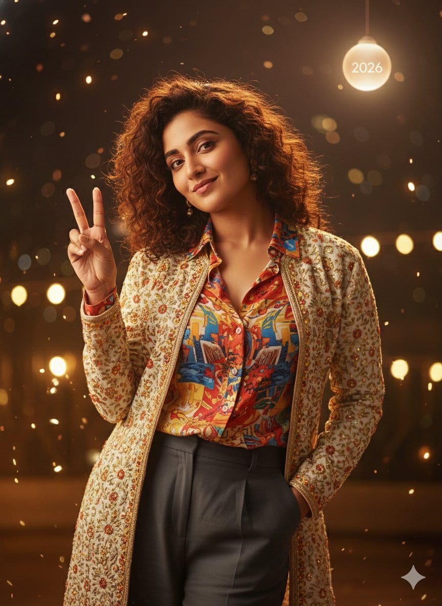 Desi Funny New Year 2026 Cinematic Portrait Prompt