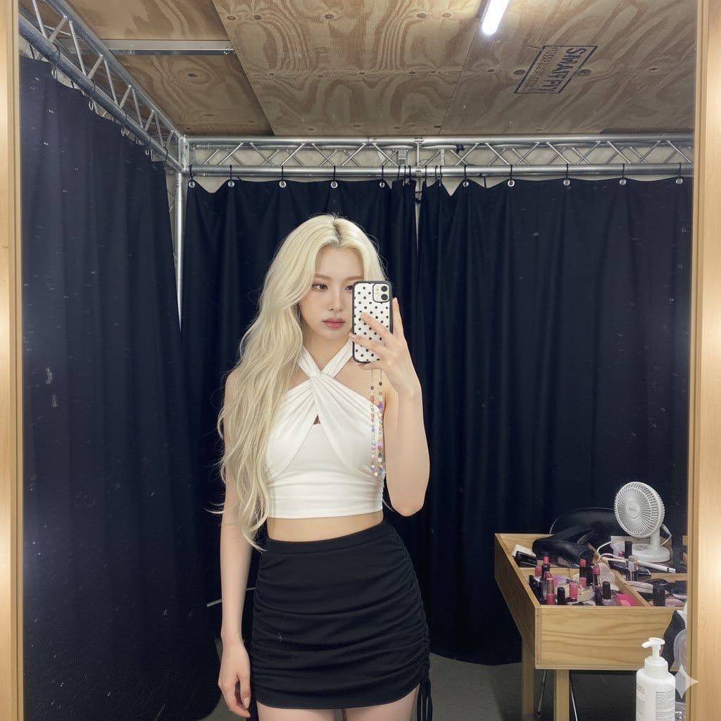 Detailed Backstage Mirror Selfie Analysis Prompt