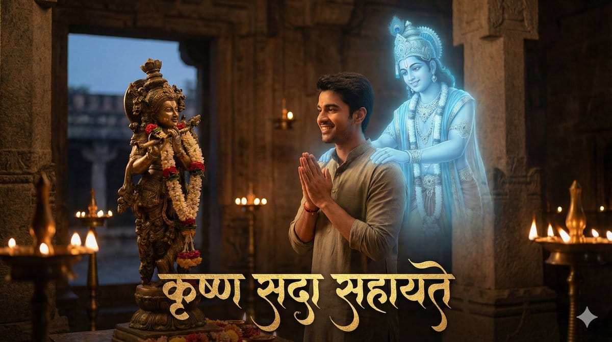 Devotee and Holographic Krishna Creation