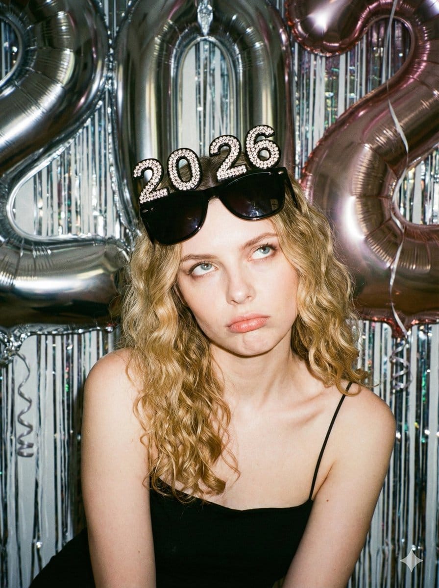 Disposable Camera Style Candid Portrait for New Year 2026