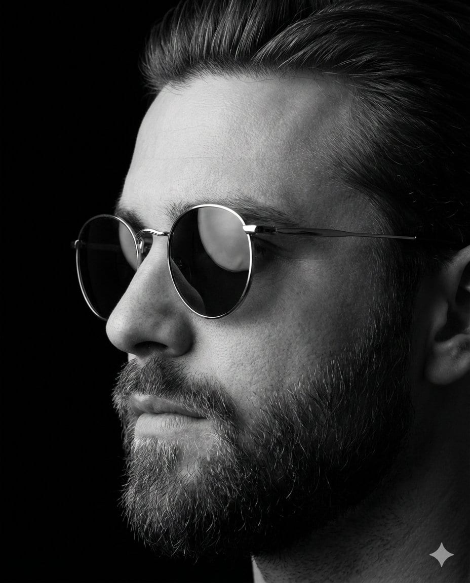Dramatic Black-and-White Studio Portrait of a Stylish Man