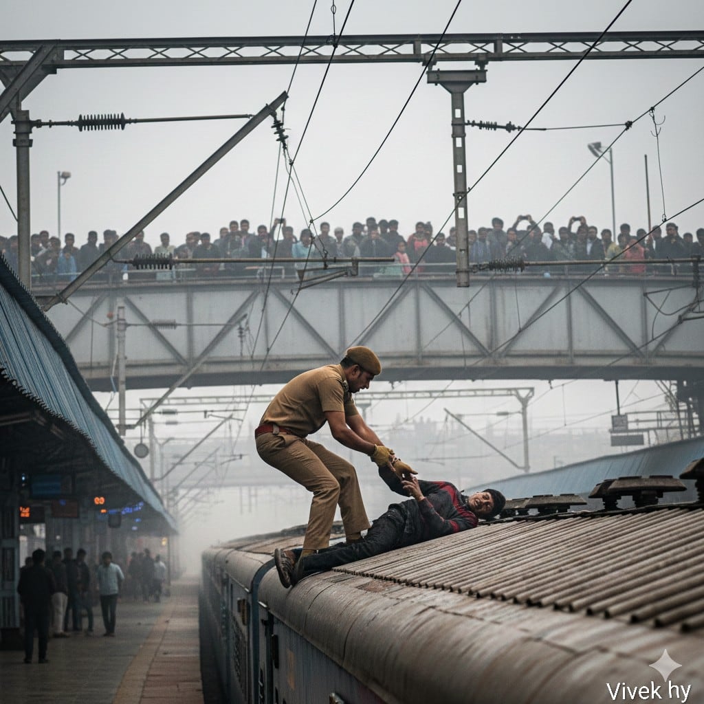 Dramatic Cinematic Train Rescue Scene Prompt