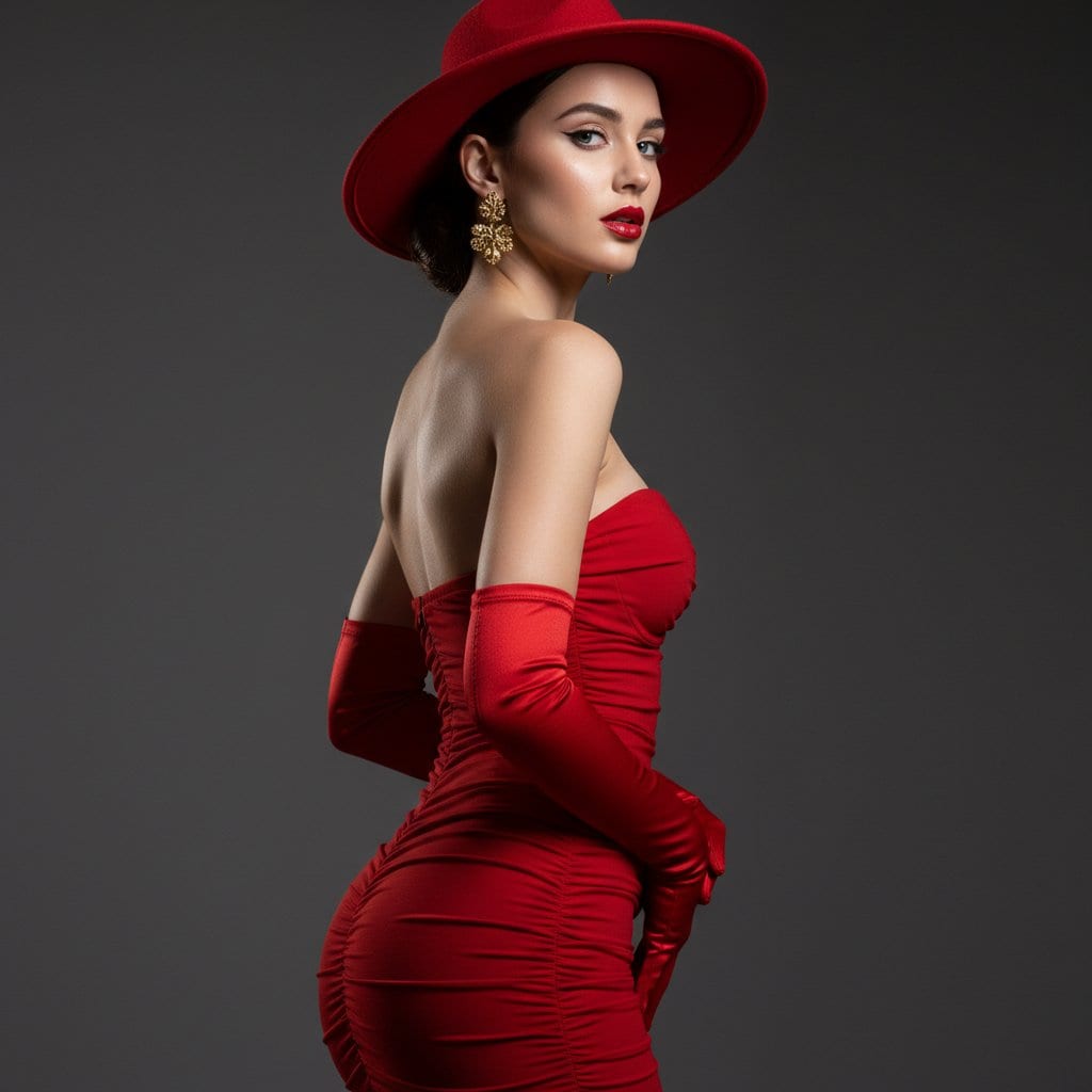 Dramatic Red Fashion Editorial Portrait