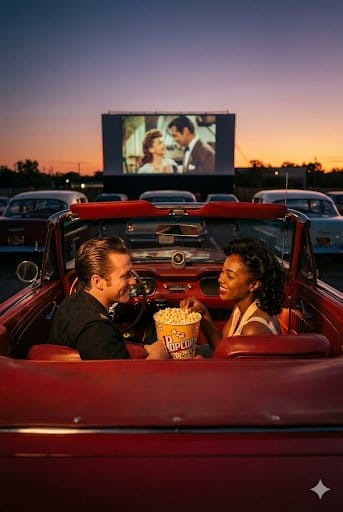 Drive-In Movie Date Scene