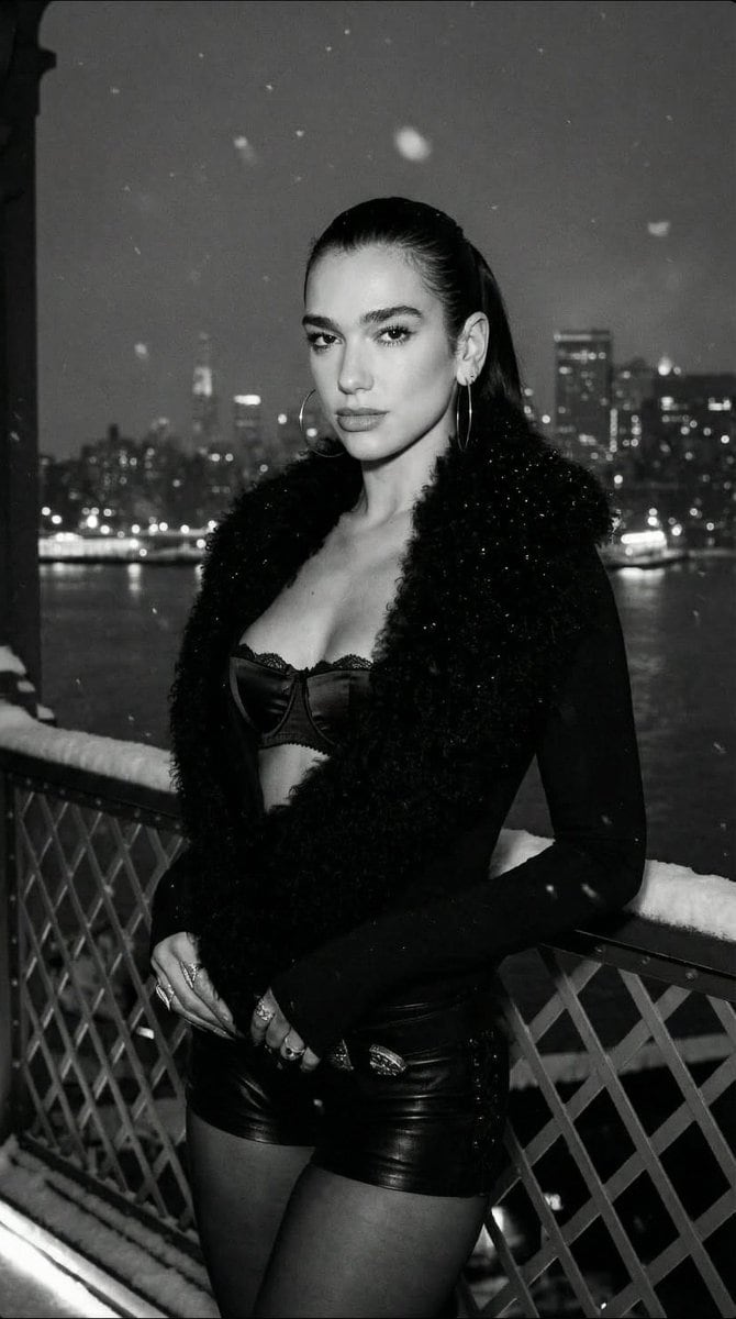 Dua Lipa Black and White Cinematic Editorial Prompt
