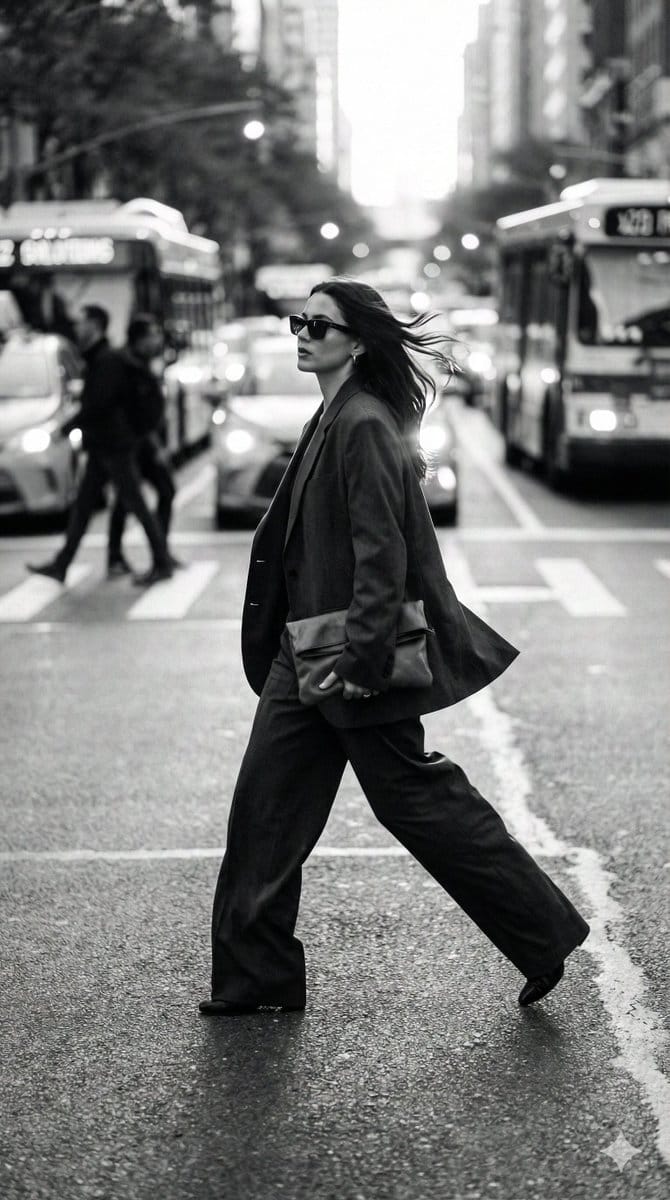 Dynamic Black and White Street Fashion Prompt