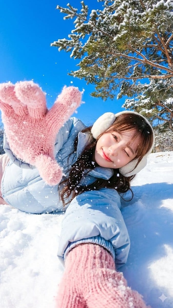 Dynamic First-Person Perspective Photo in Snow