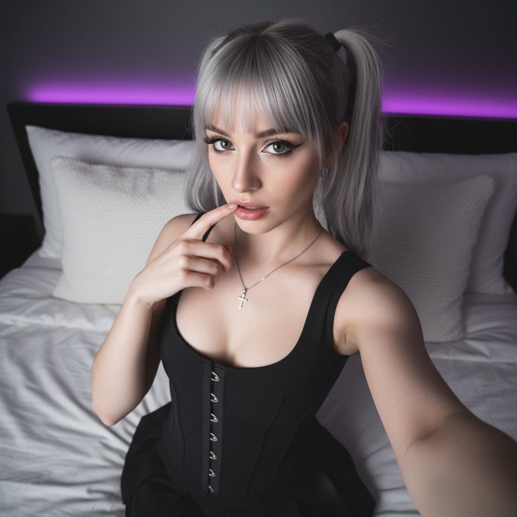 E-girl High-Angle Selfie with Flash