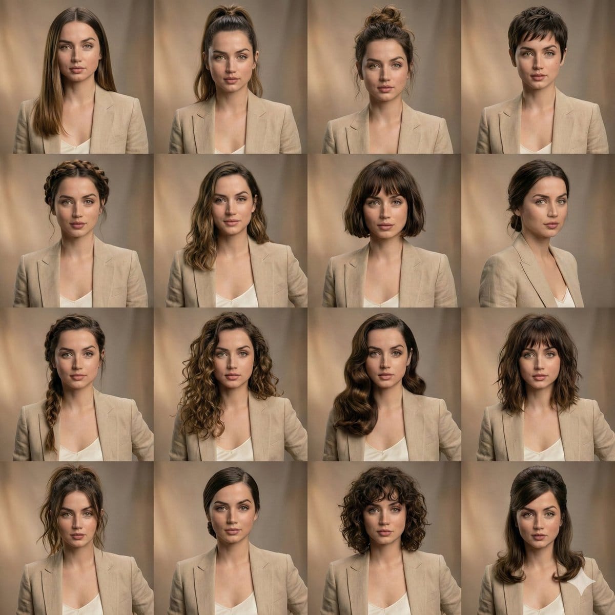 Editorial Beauty Collage Hairstyle Variations Prompt