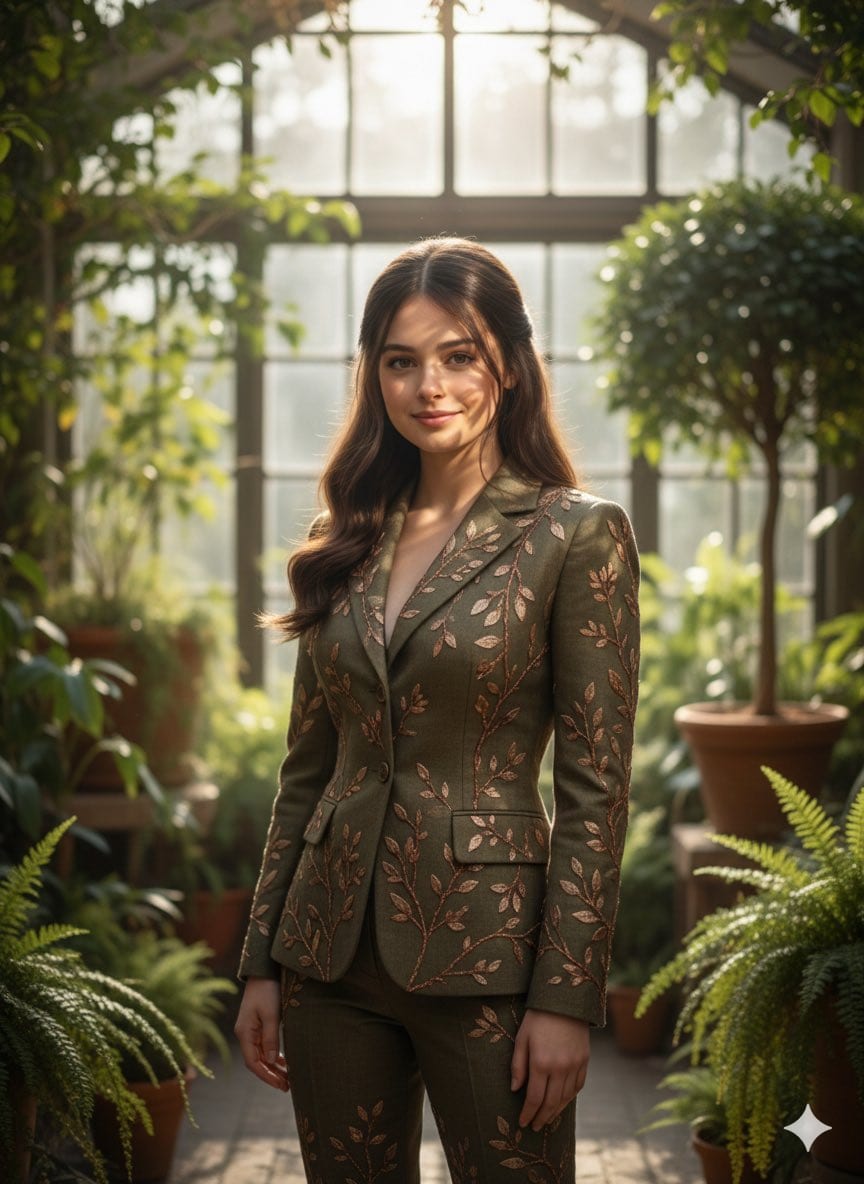 Editorial Fashion Portrait in Indoor Garden