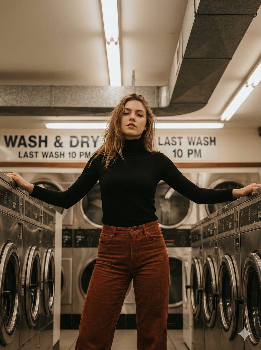 Editorial Lifestyle Portrait in an Urban Laundromat