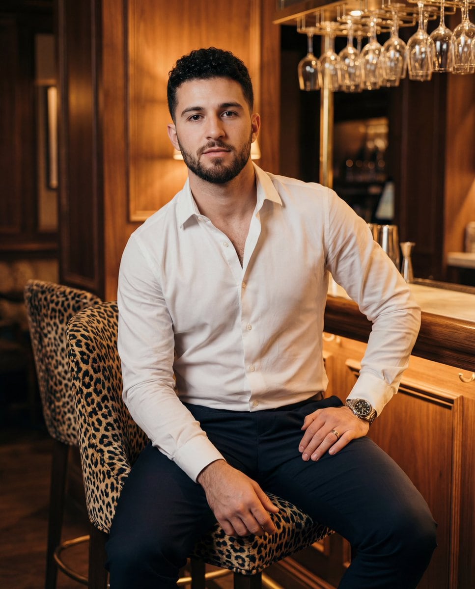 Editorial Lifestyle Portrait Prompt for Upscale Bar Scene