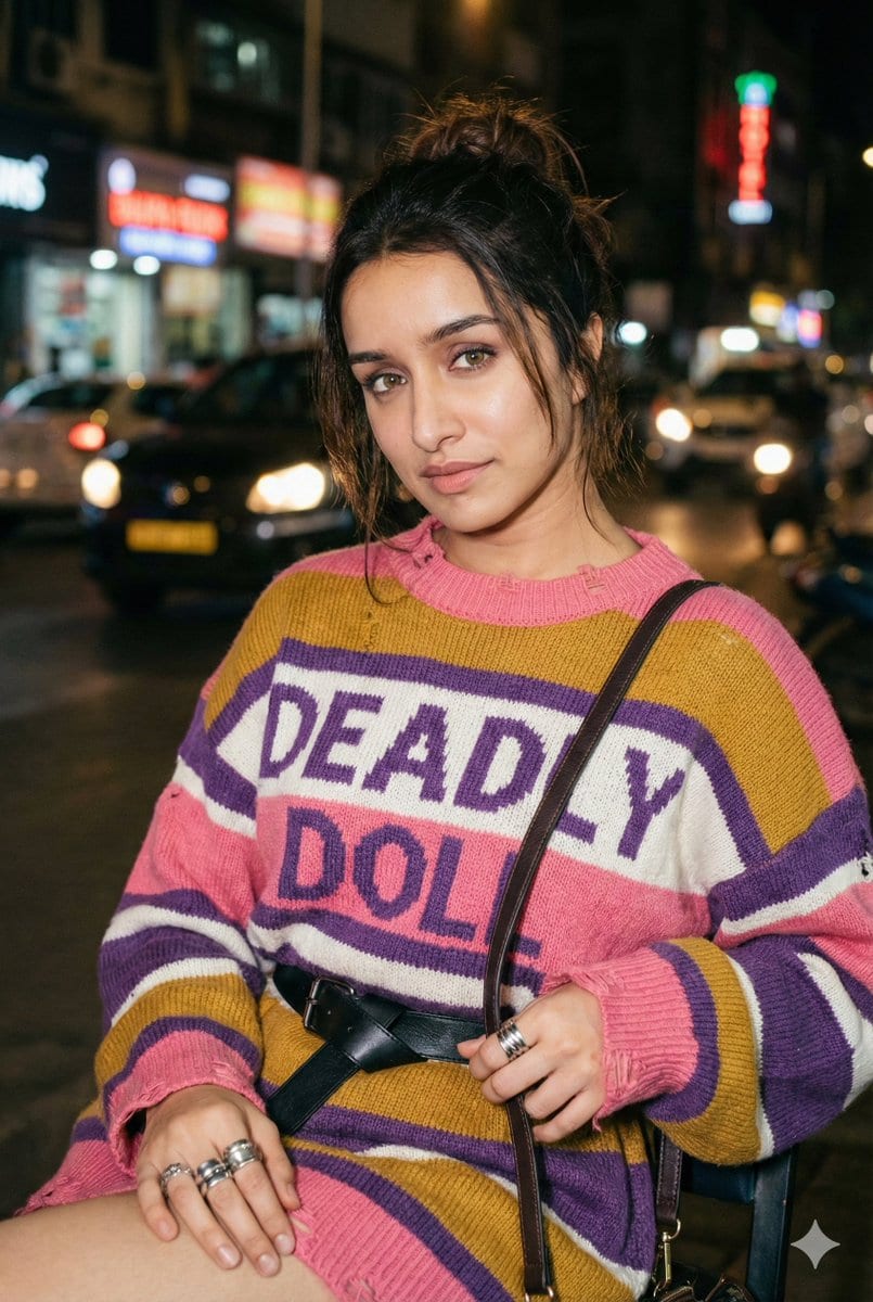 Editorial Nighttime Urban Portrait with Identity Preservation