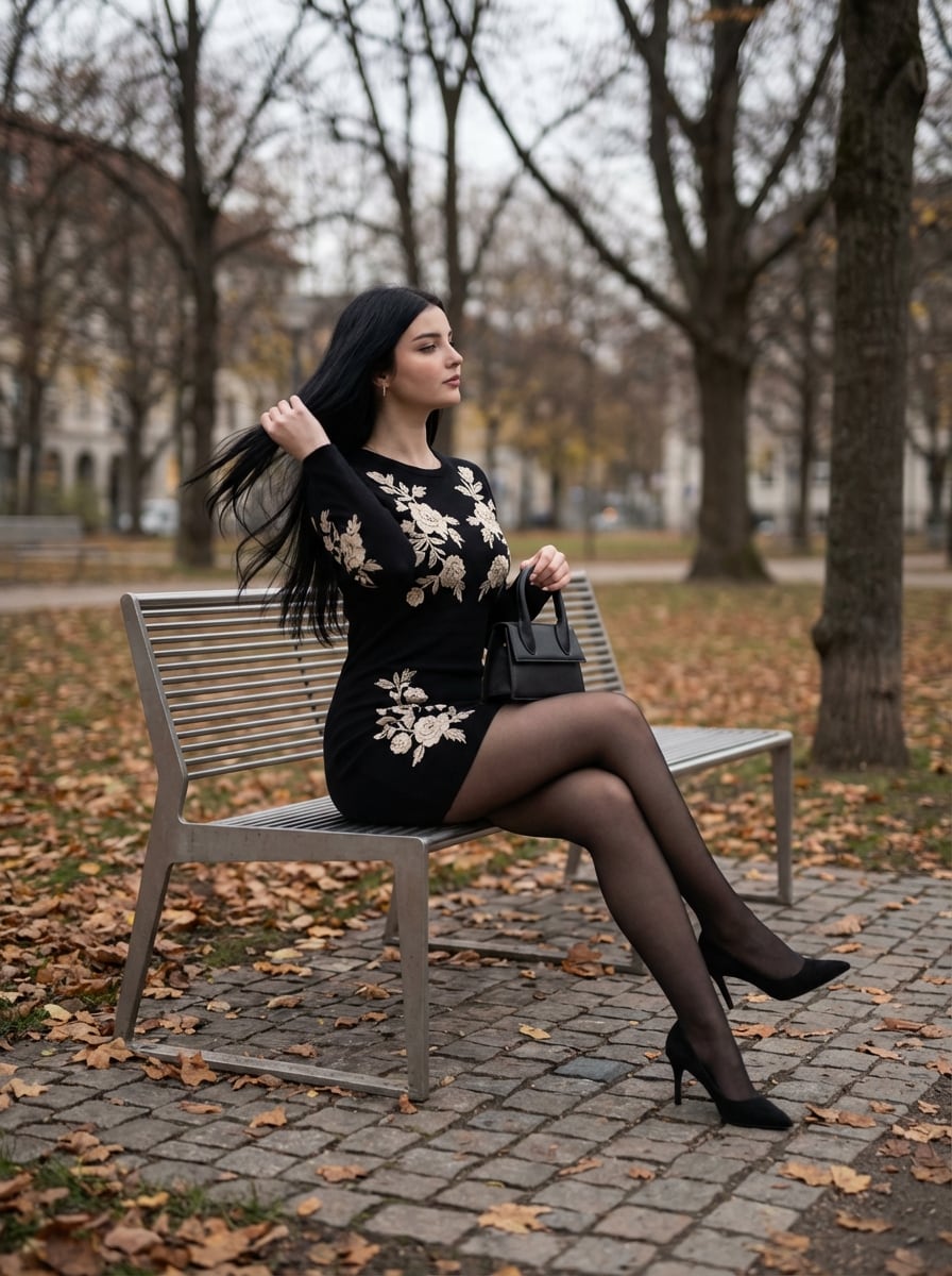 Elegant Autumn City Park Editorial Scene