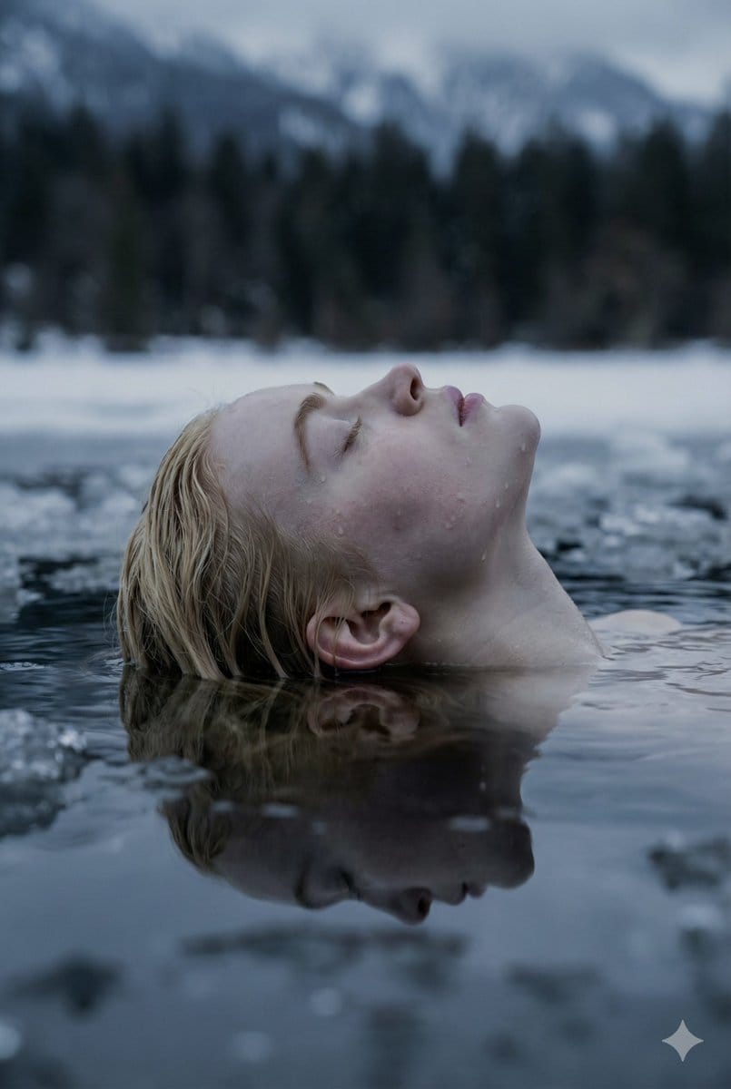 Ethereal Submerged Portrait in Icy Water