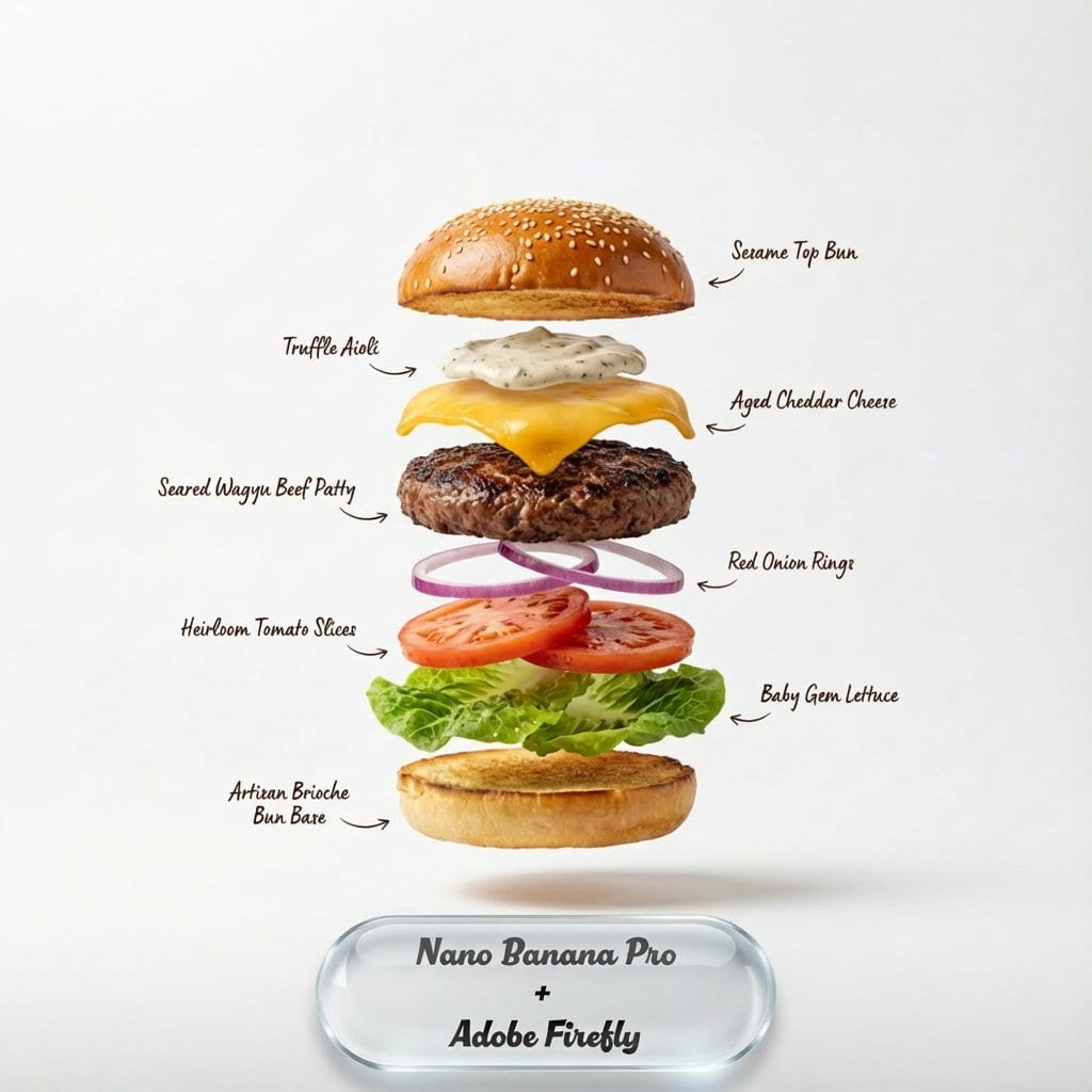 Exploding food photography prompt for Nano Banana Pro